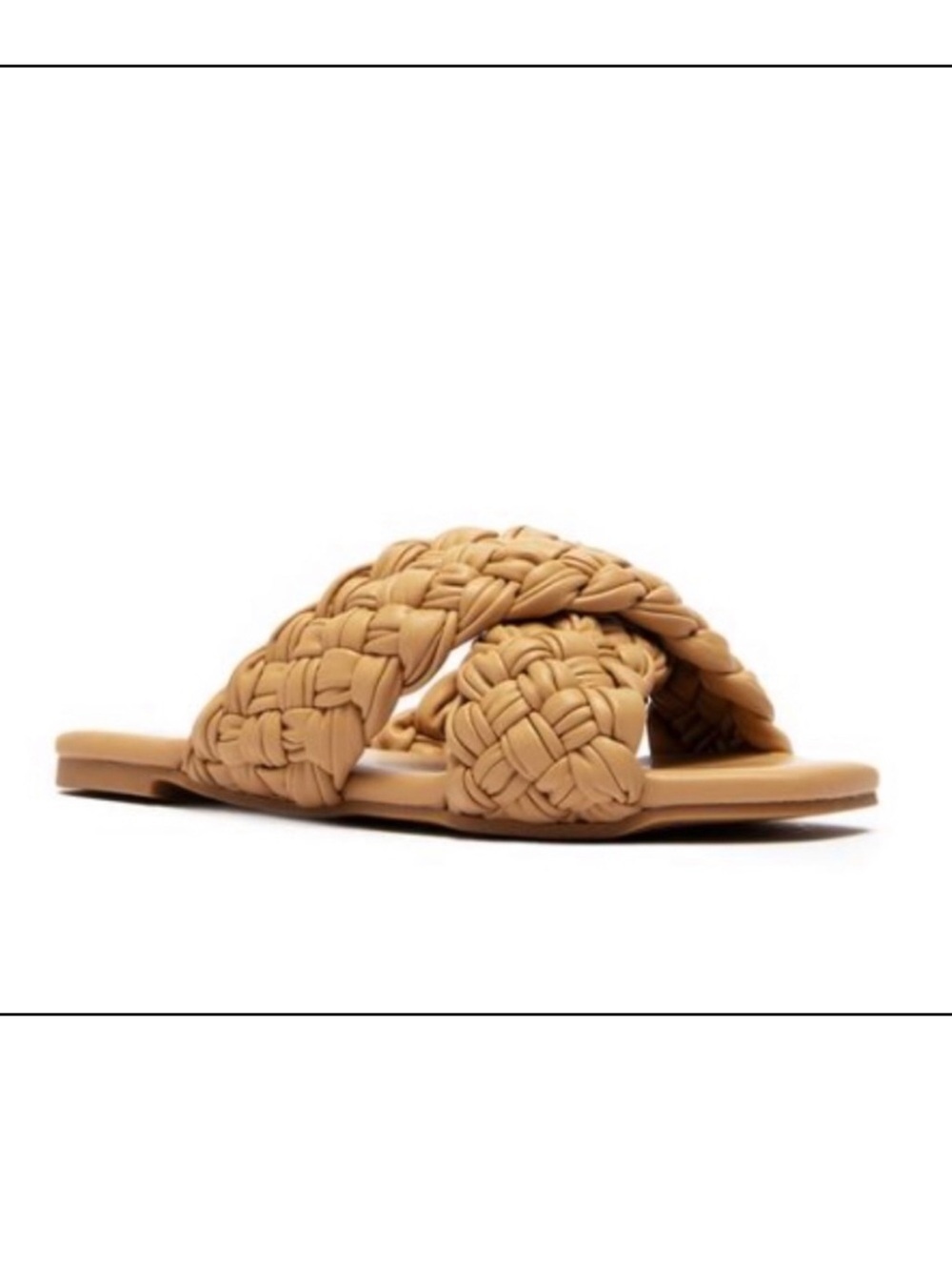 Bamboo Braided Slide Sandals Nude Tan Size 8